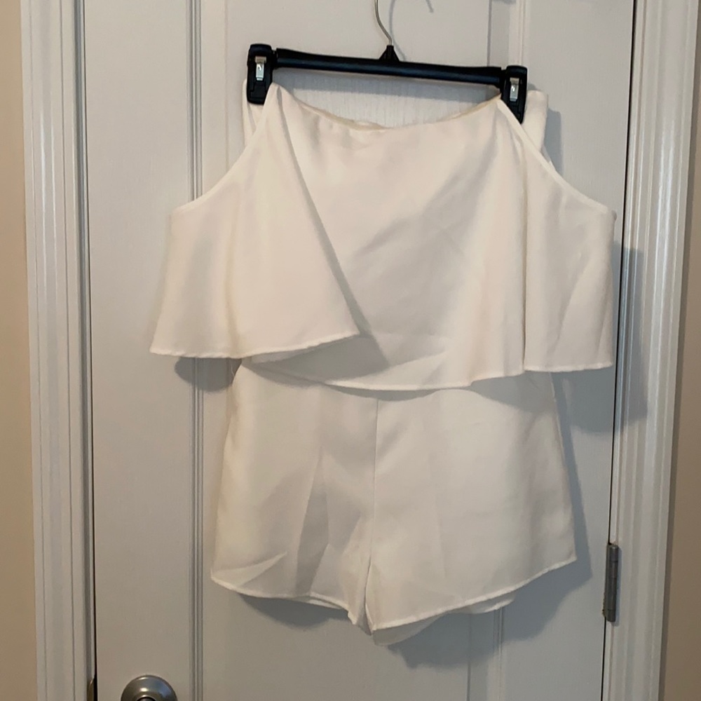 White off the shoulder romper
